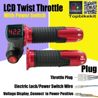 12V-72V Ebike Twist Grip Throttle With Power Switch and LED Digital Voltage Display