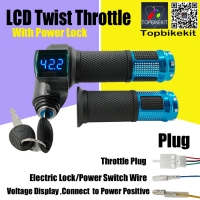 12V-72V Ebike Twist Grip Throttle With Power Lock and LED Digital Voltage Display